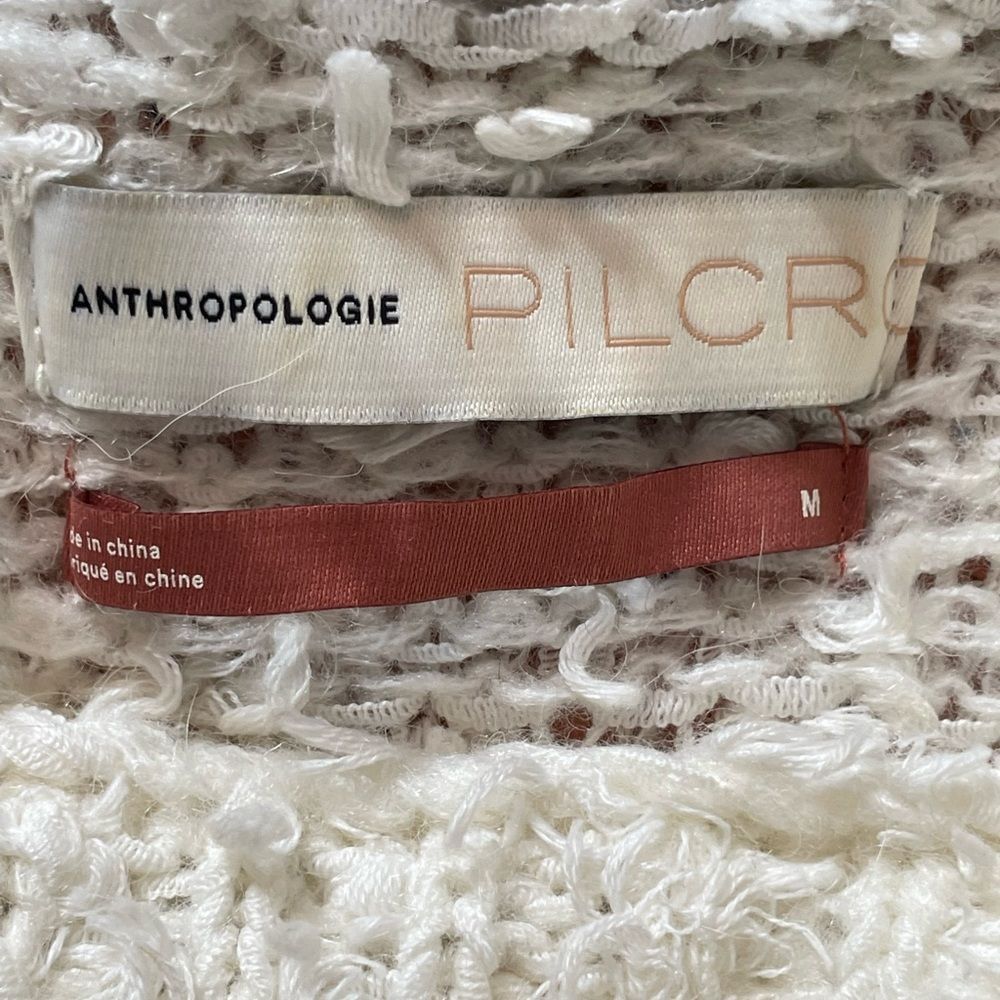 Anthropologie Pilcro Petra Feathered White Wool Alpaca Crewneck Pullover Sweater - Picture 6 of 6